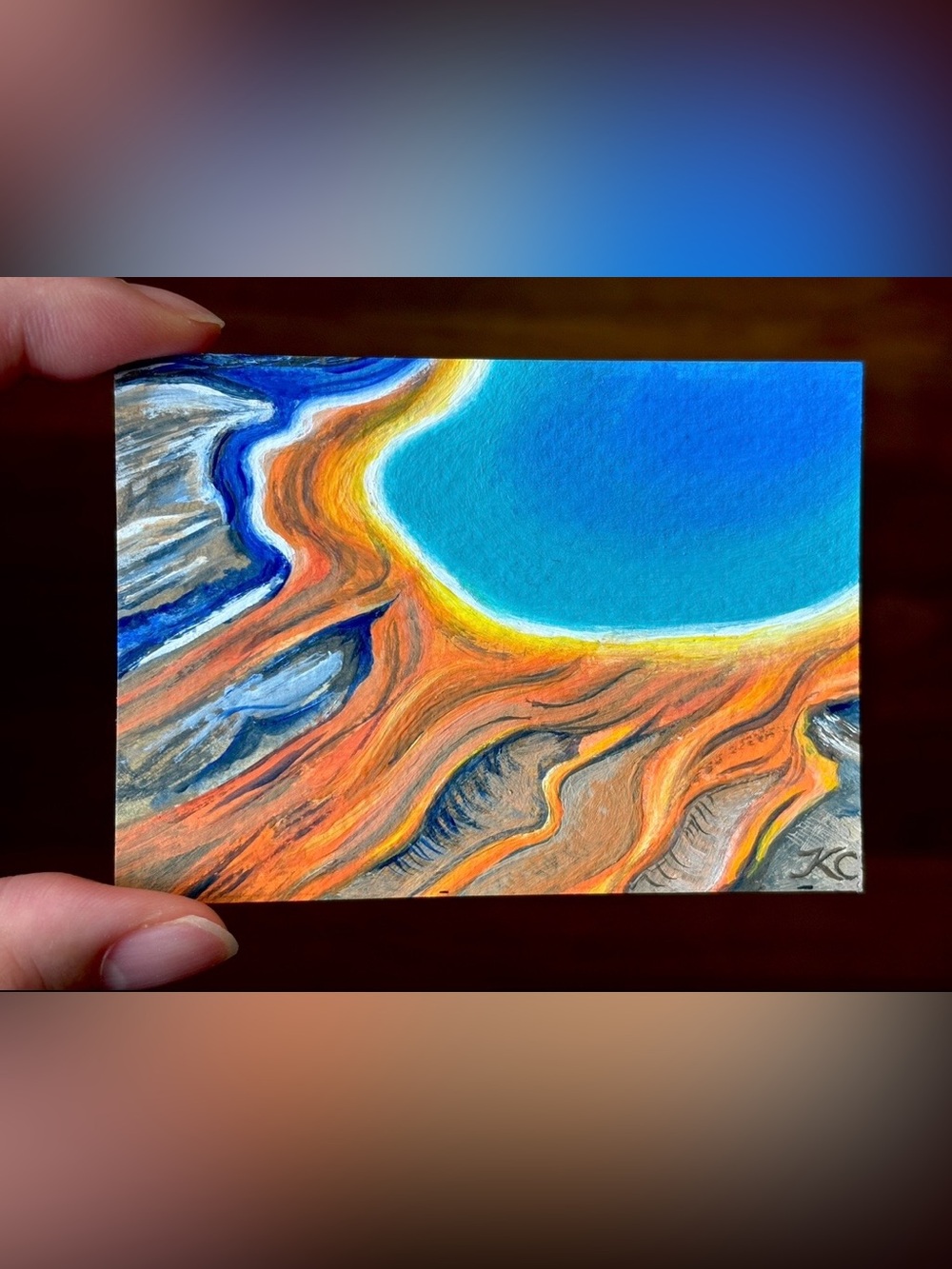 ACEO Original Grand Prismatic Yellowstone National Park Acrylic - PaperTrailbyKC